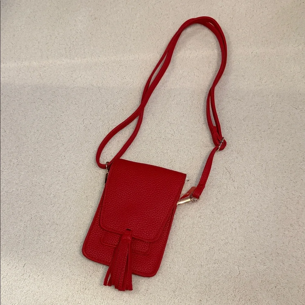 Vegan Leather Red Phone Wallet Bag